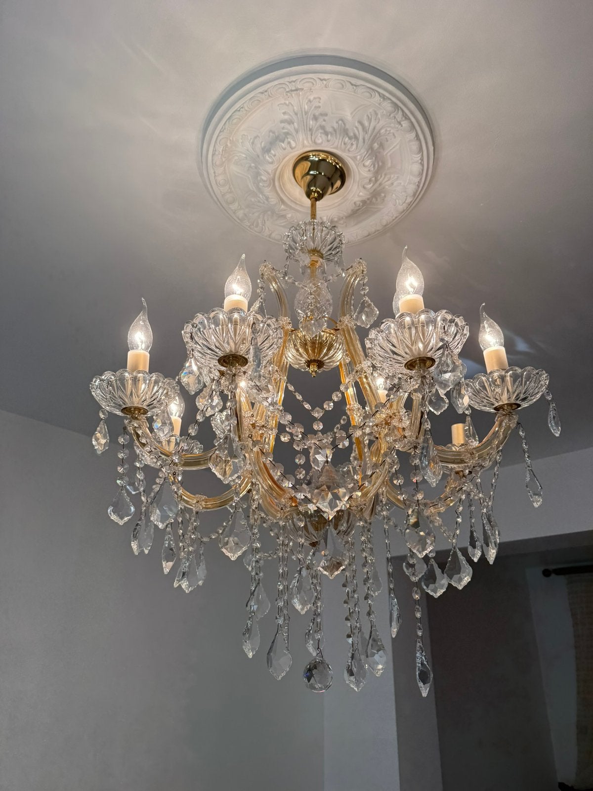 Grand lustre en cristal à 12 lumières, Enlèvement, Comme neuf