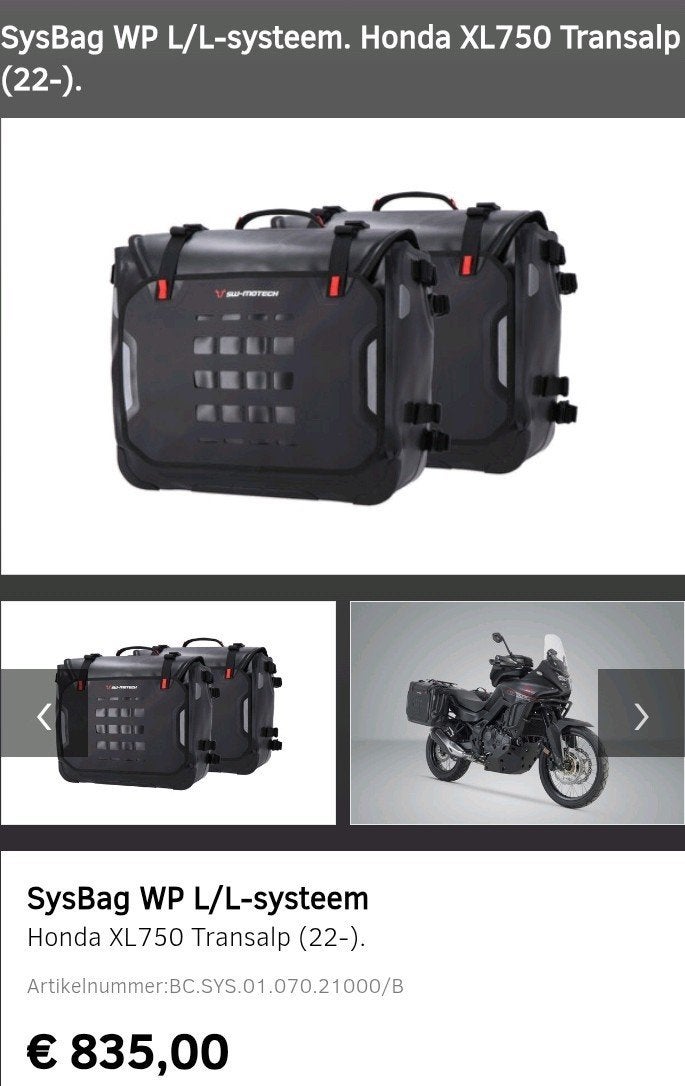 SW MOTECH SysBag L/L-systeem Honda transalp XL750 22+, Ophalen, Zo goed als nieuw