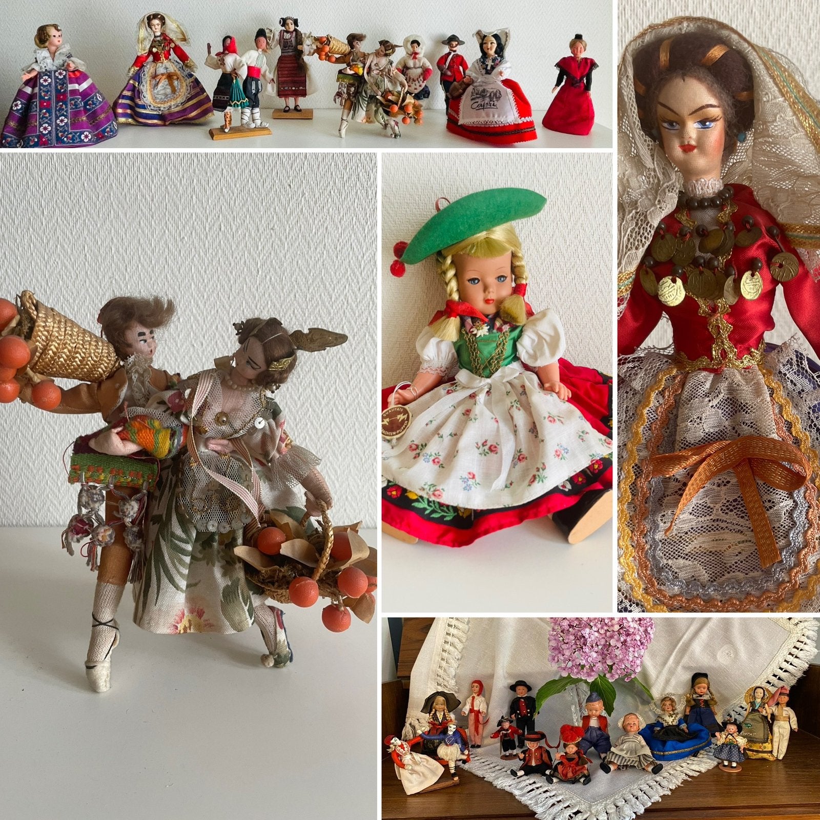 Verfijnde verzameling van 25 vintage klederdracht/reispoppen, Ophalen, Zo goed als nieuw