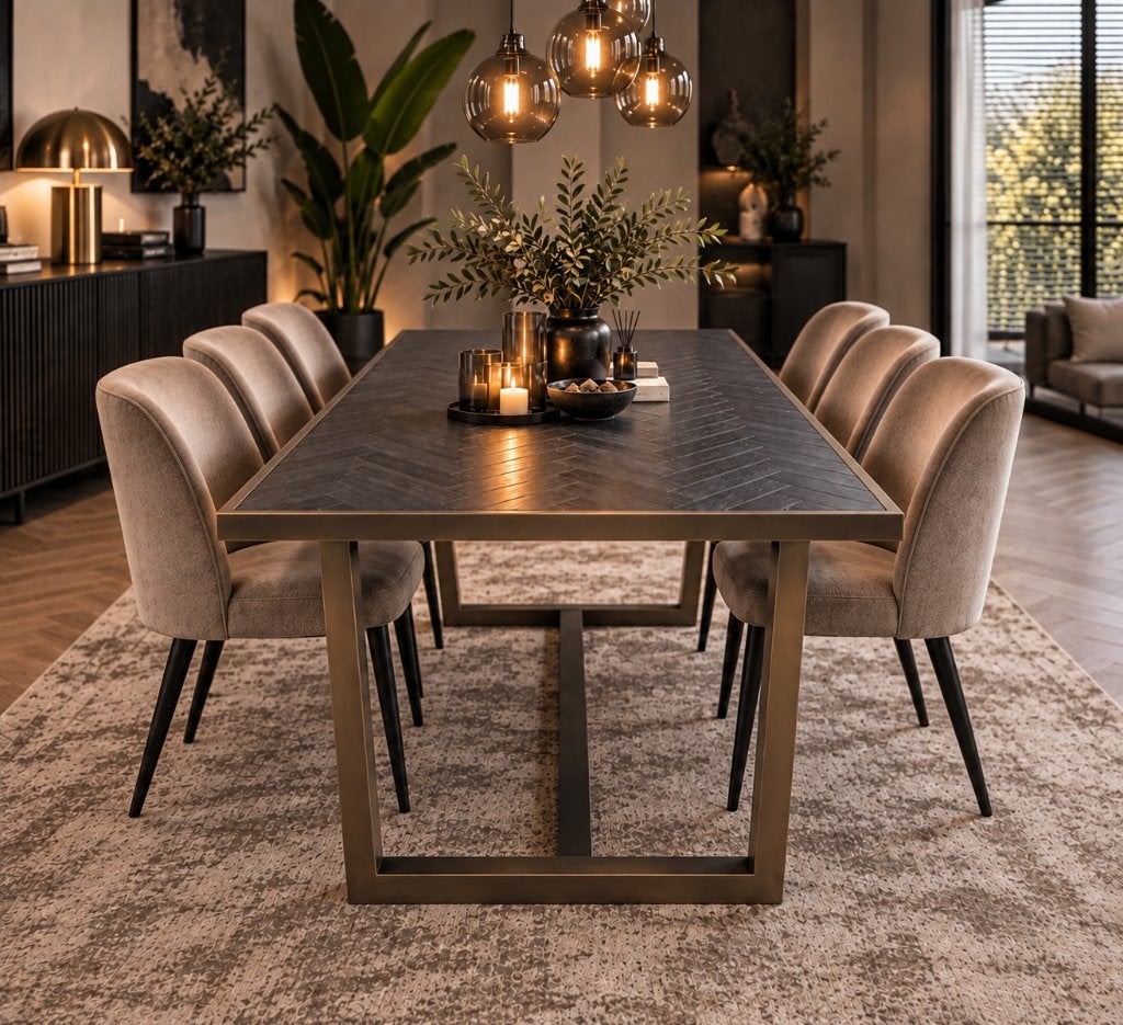 Eettafel Saffron – Hotel Chique Industrieel Luxe NIEUW DOOS, 100 tot 150 cm, Vijf personen of meer, Hotel Chique Industrieel Luxe