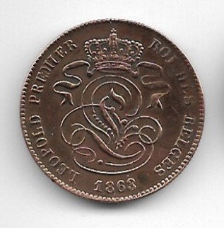 België: 2 centiem 1863 FR in FDC = morin 111, Postzegels en Munten, Verzenden, Losse munt