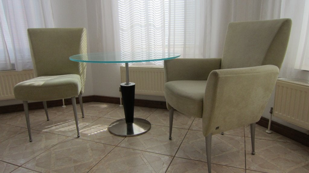 Design"Rolf Benz"zitcombinatie 2 stoelen+tafel. Mooie staat!, Ophalen, Gebruikt, Twee, Overige kleuren