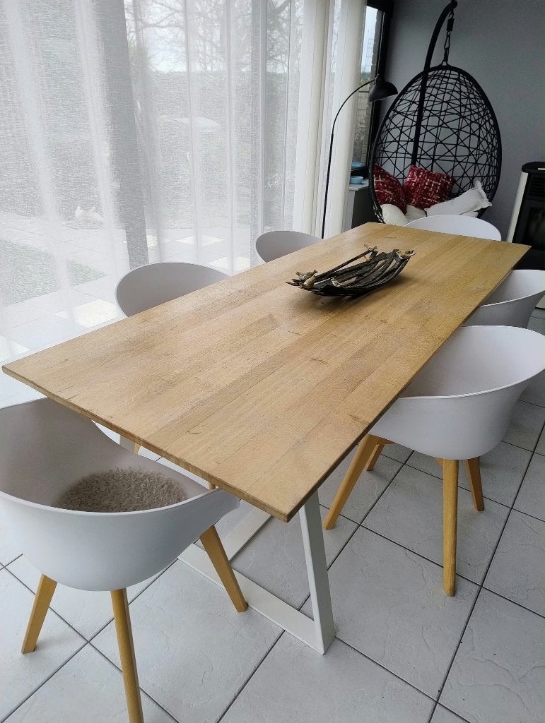 Table avec 6 chaises, Maison & Meubles, Autres essences de bois, Enlèvement, Utilisé, 50 à 100 cm