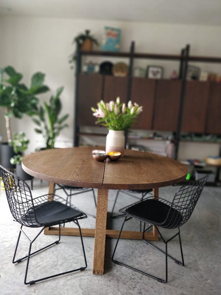 Ikea ronde houten tafel MÖRBYLÅNGA, Huis en Inrichting, Tafels | Eettafels, Ophalen, Gebruikt, 50 tot 100 cm, 100 tot 150 cm