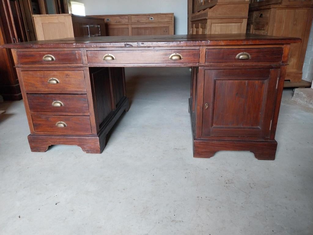 Showroommodel Teakhouten Bureau 180cm, Huis en Inrichting, Bureaus, Antiek, Ophalen, Zo goed als nieuw, Hout