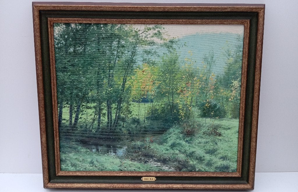 JORDI ROSICH ROJAS SCHILDERIJ TEMA DE LA GARRUTXA, Doek, Ophalen of Verzenden, Gesigneerd, Landschap