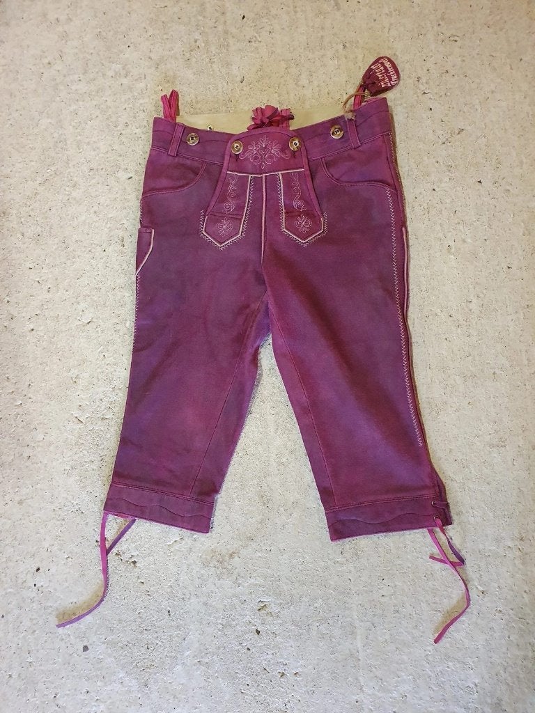 Donker roze/paarse Leren Lederhose - Maat S (36), Rose, Taille 36 (S), Comme neuf, Lola-liza
