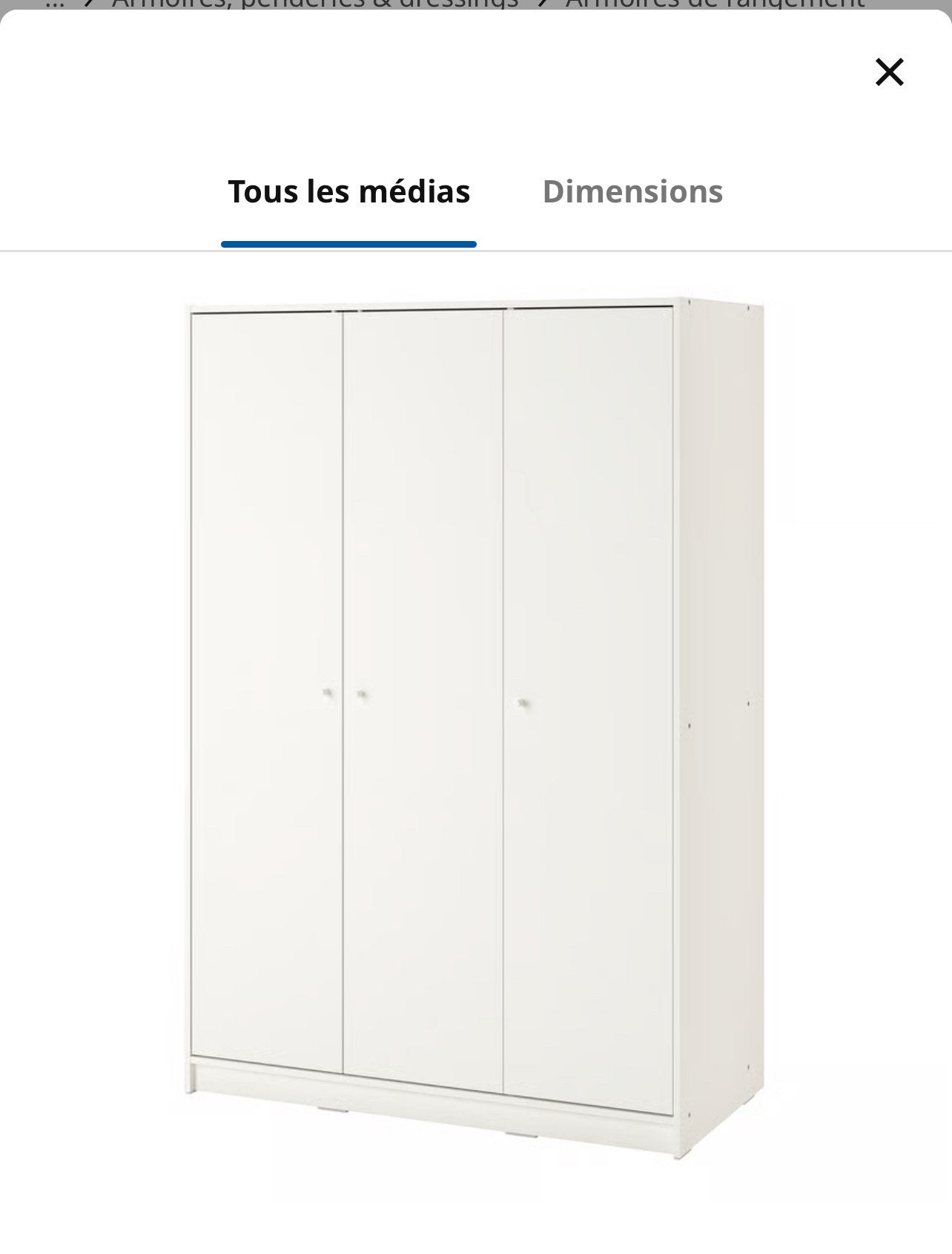 Armoire 3 portes, blanc, 117x55x176 cm, Enlèvement ou Envoi, Comme neuf