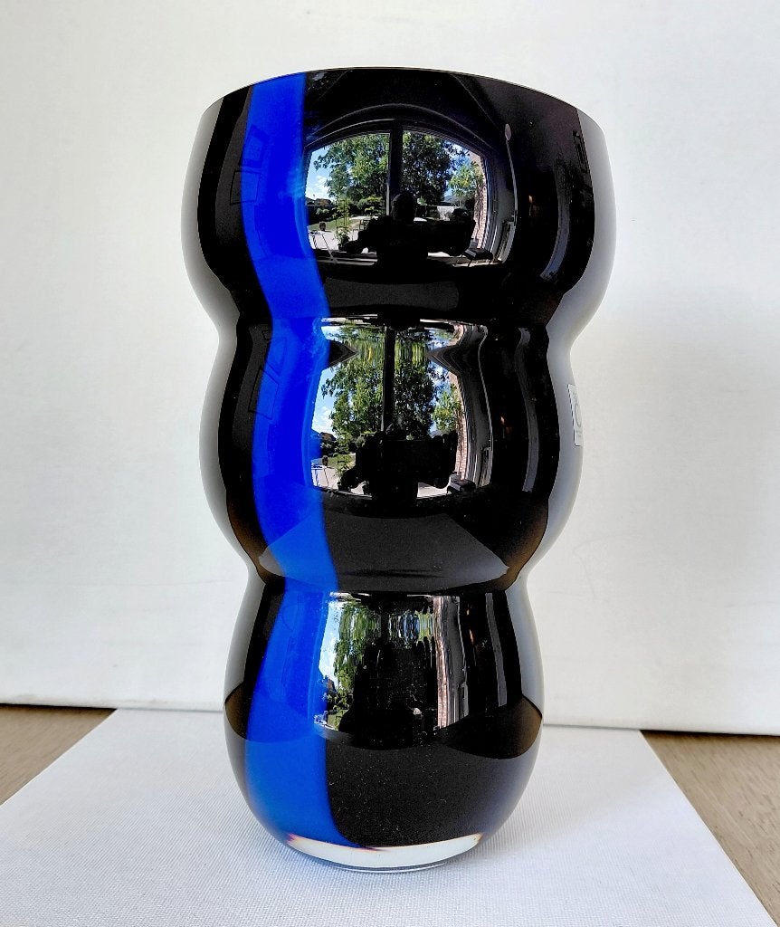 Vase à bulles vintage Christinenhütte, noir/bleu années 1980, Antiquités & Art, Enlèvement ou Envoi