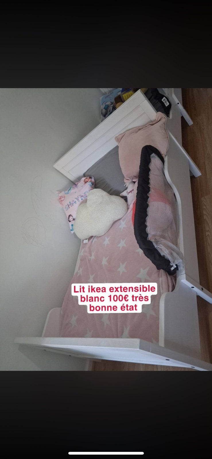 3 Lit extensible jusque 2Metres avec sommier sans matelas, Enlèvement, Utilisé, Matelas