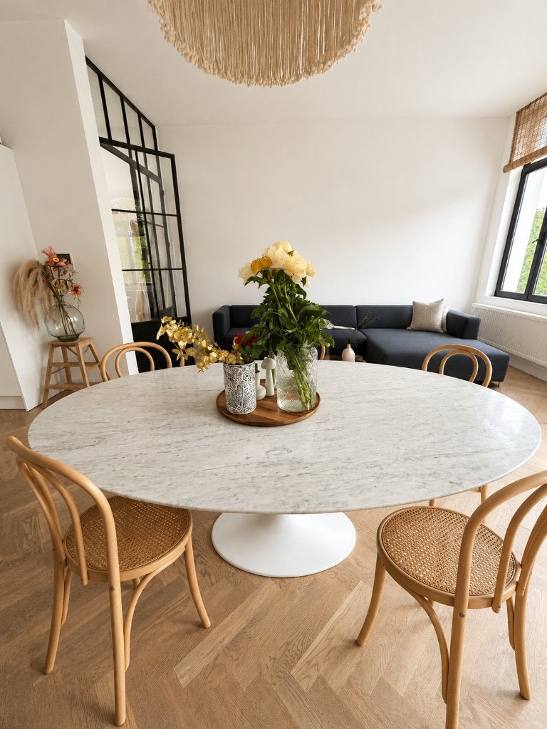 Table à manger ovale Tulip avec plateau en marbre 200x120 cm, Maison & Meubles, Tables | Tables à manger, 150 à 200 cm, Cinq personnes ou plus