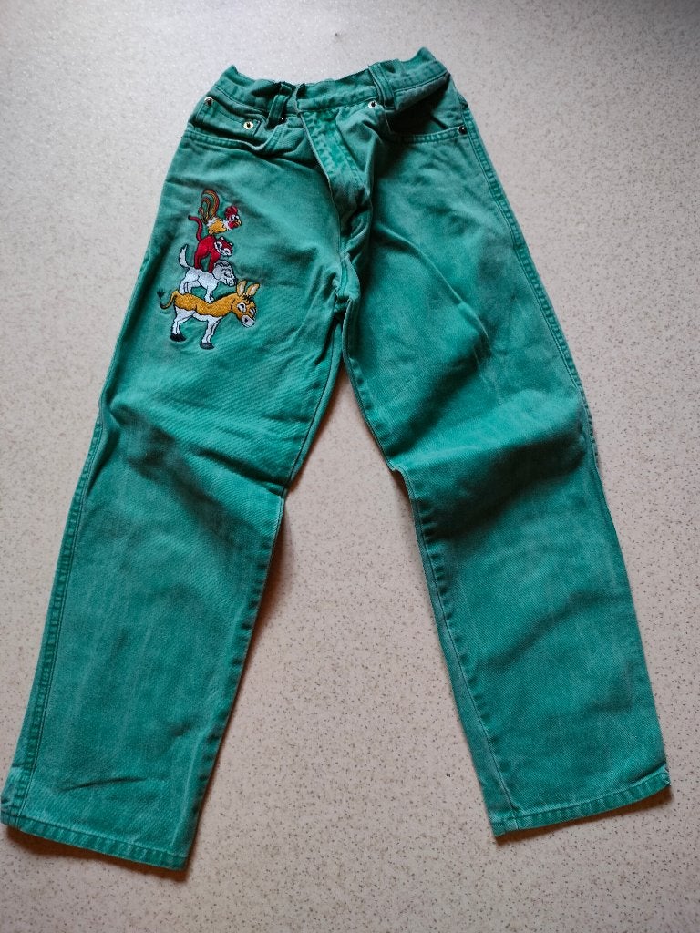 groene jeans broek jongen Here & There 128, Ophalen of Verzenden, Zo goed als nieuw, Jongen, Broek