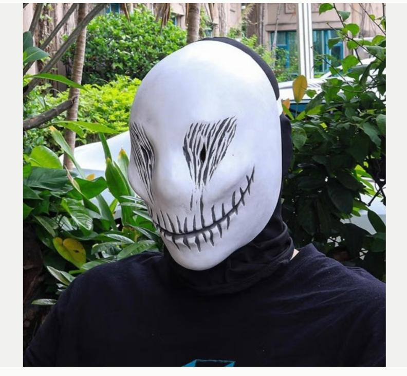 Masque demi-visage en latex White Demon with smile