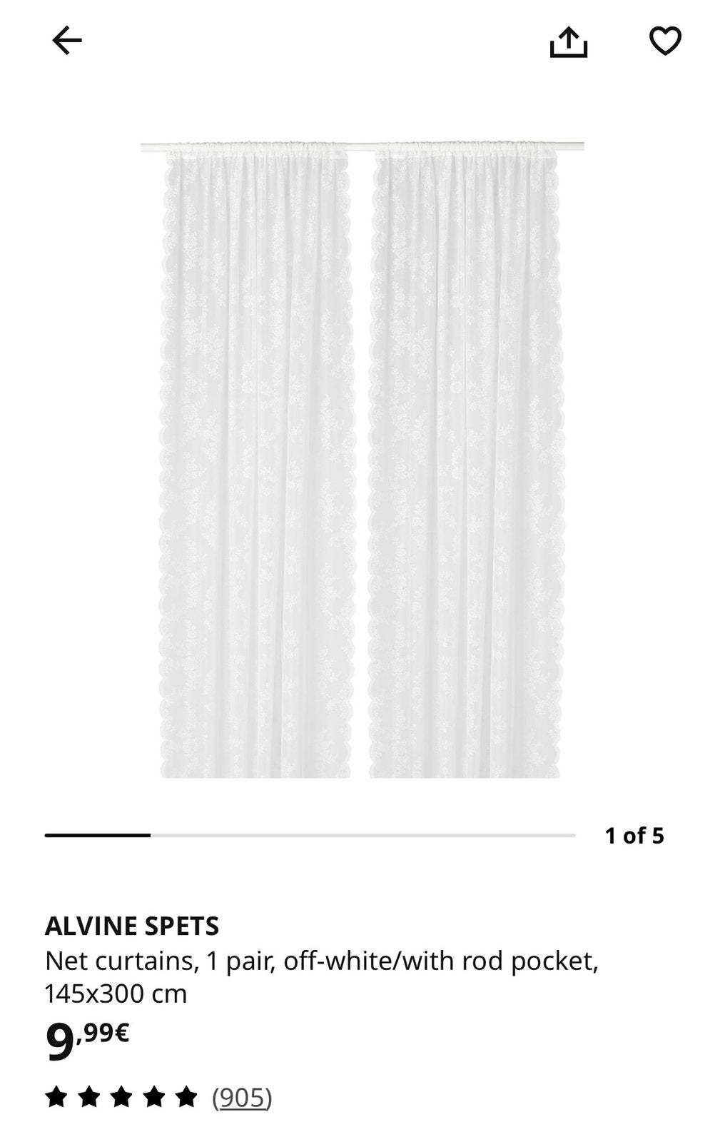 IKEA Curtains, white, 145*300, Translucide, Comme neuf, Enlèvement, Voilage semi-transparent