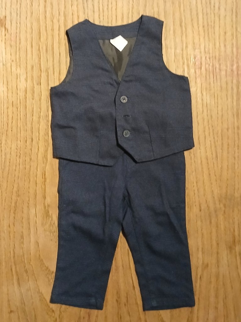 H&M Net Kostuum Set Gilet en Pantalon Blauw (Maat 80), Gebruikt, H&M, Ophalen of Verzenden, Setje