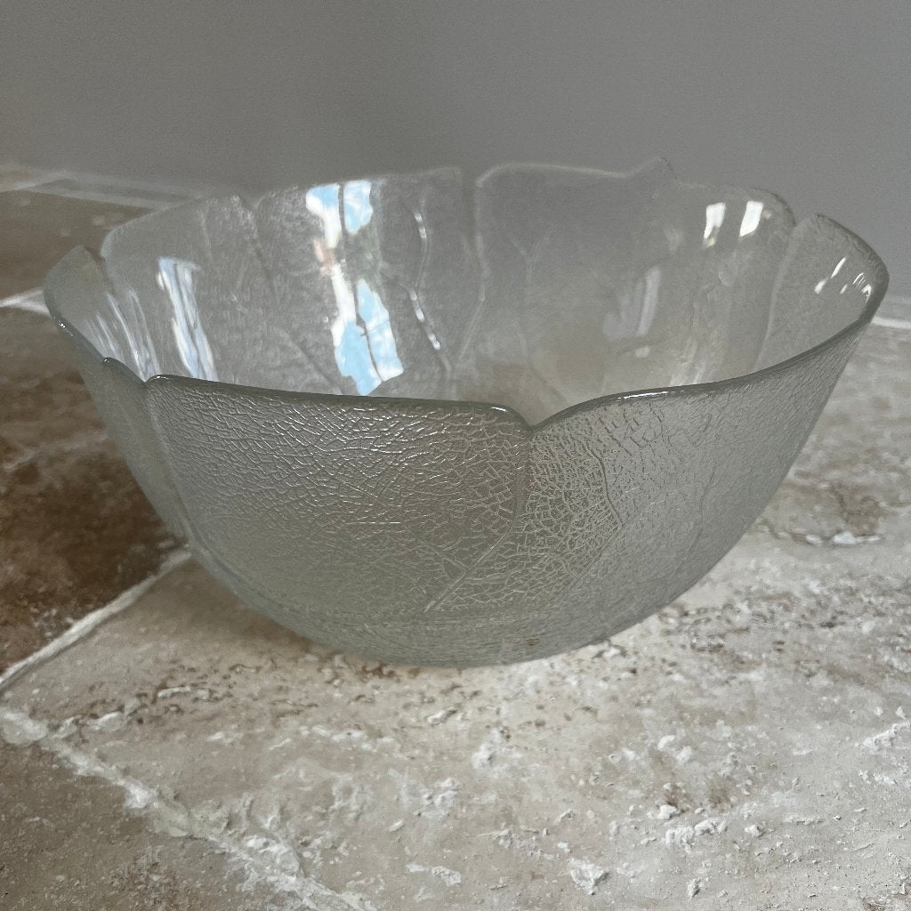 Arcoroc grote kom (of saladeschaal) en kopjes set, Ophalen, Gebruikt, Glas, Compleet servies