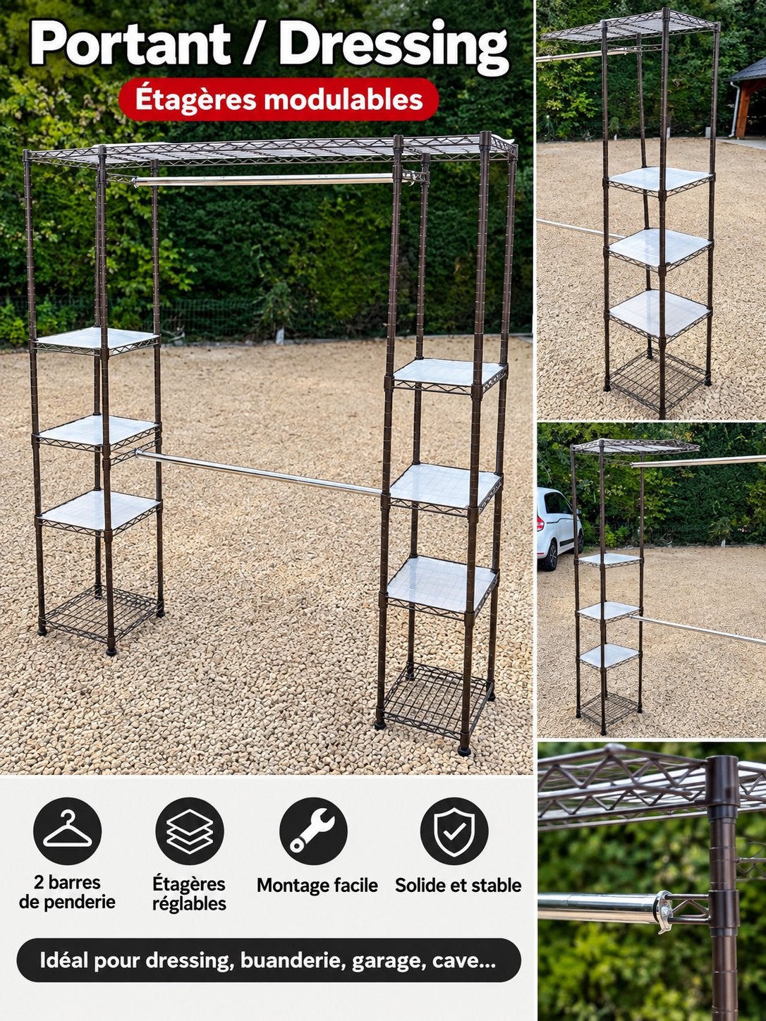 À VENDRE – Étagère penderie modulable, Enlèvement, Comme neuf