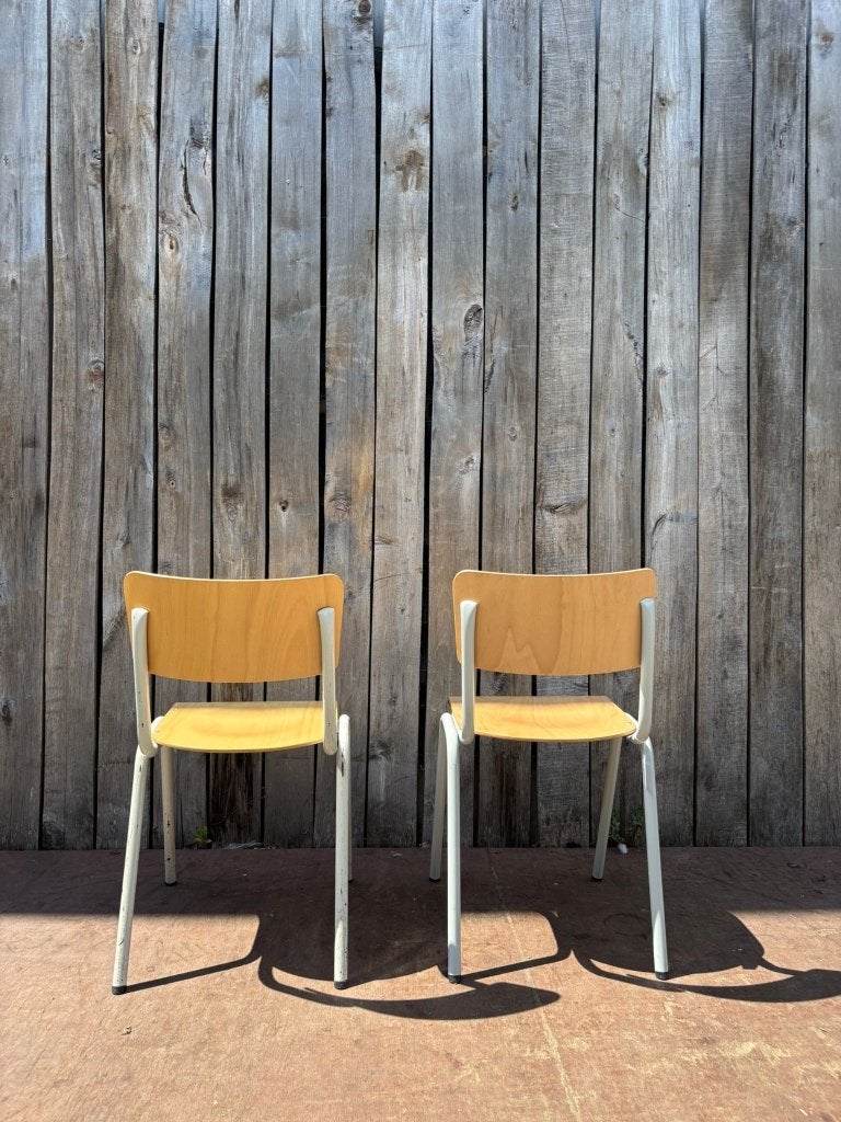 Chaises de cantine Elbe blanches (36 en stock), Enlèvement ou Envoi, Utilisé, Mobilier