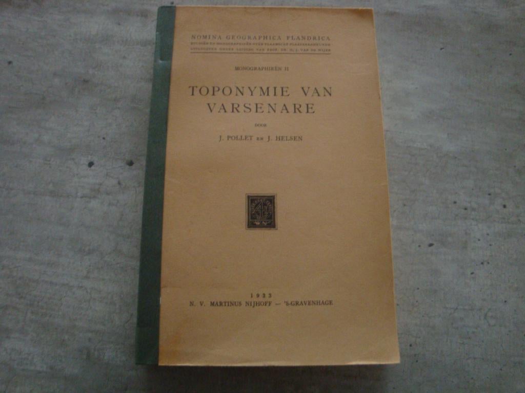 TOPONYMIE VAN VARSENARE 1933, Ophalen of Verzenden, Gelezen