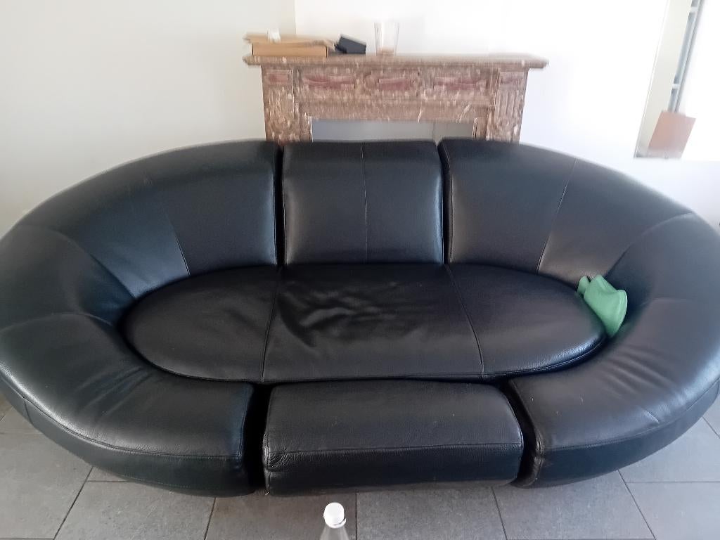 Salon en cuir, Maison & Meubles, Quatre personnes ou plus, 125 à 150 cm, Enlèvement, Utilisé