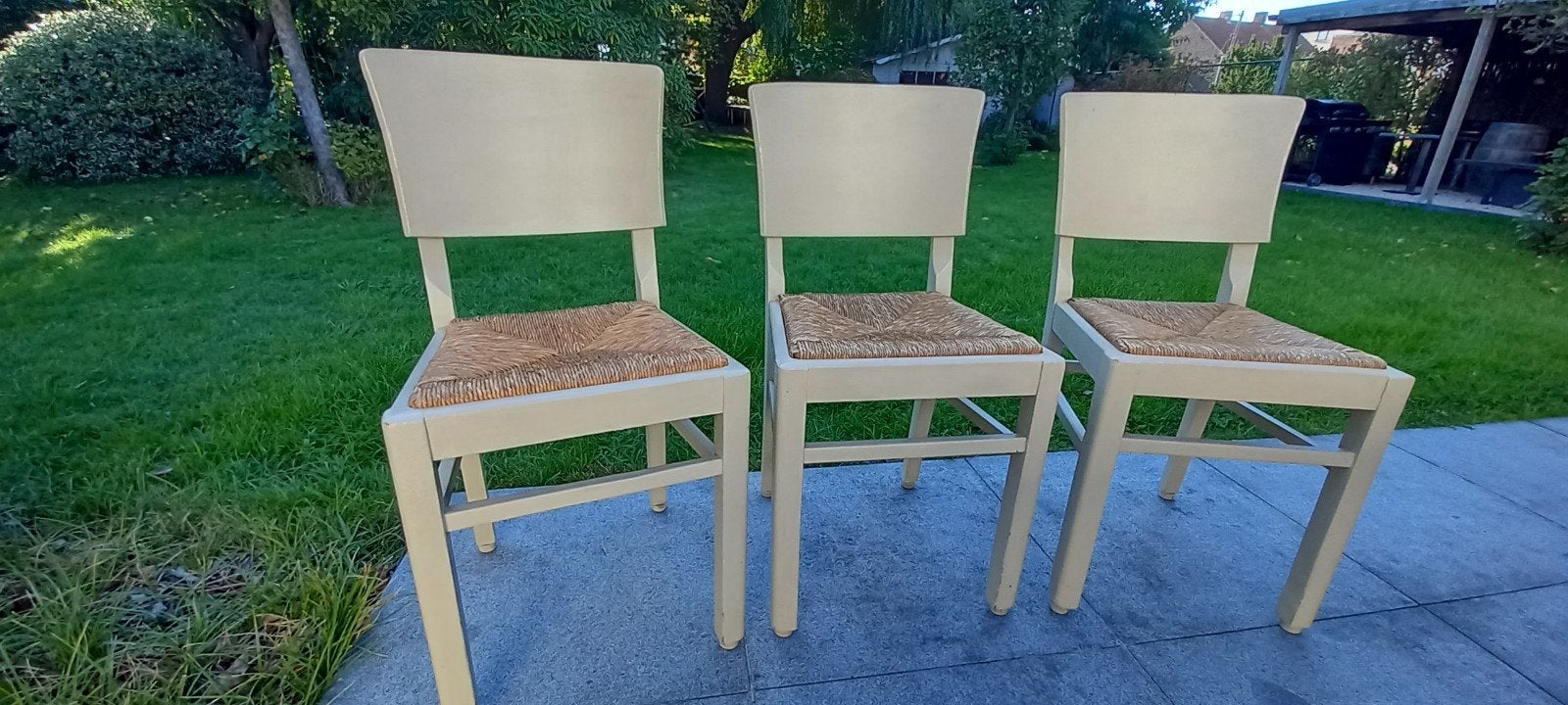 6 degelijke en gemakkelijk zittende stoelen, Enlèvement, Comme neuf, Bois