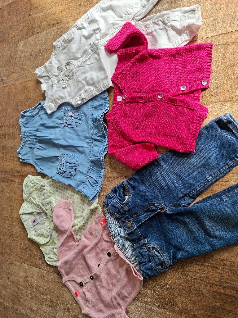 Doos met 76 stuks meisjekledij maat 62-68, Enfants & Bébés, Vêtements de bébé | Taille 62, Enlèvement, Utilisé, Fille