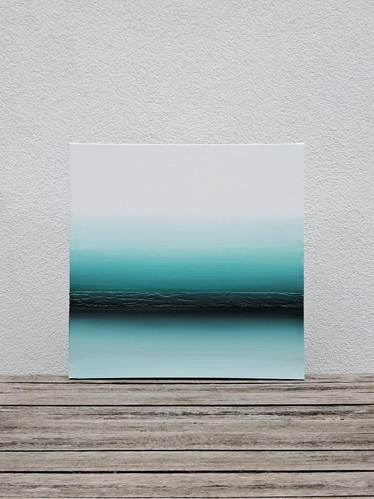 Abstract modern acryl canvas - 50*50cm wit/groen, Antiek en Kunst, Kunst | Schilderijen | Modern, Ophalen