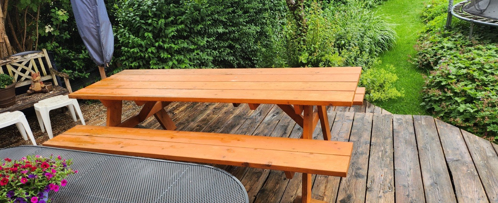 Grote picknickbank, Tuin en Terras, Picknicktafels, Ophalen, Zo goed als nieuw, Rechthoekig, Hout