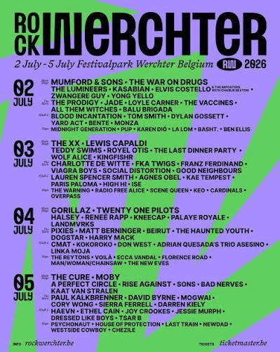 2 billets pour Rock Werchter le samedi !, Tickets & Billets, Deux personnes