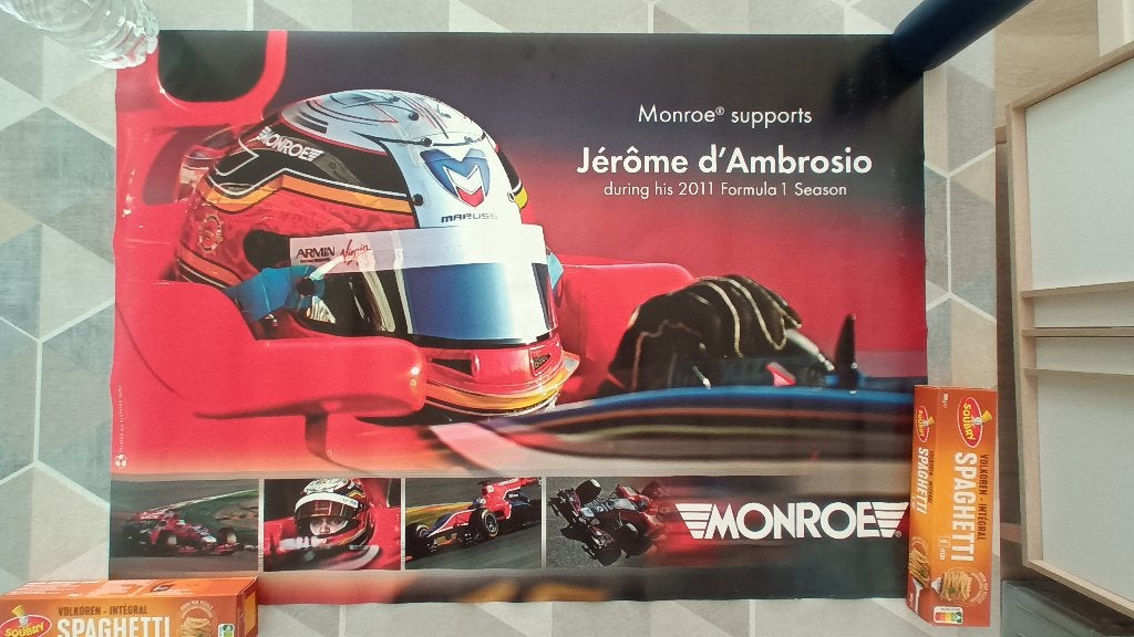 Poster Jerome D'ambrosio 2011, Verzamelen, Deurposter of groter, Rechthoekig Liggend, Ophalen of Verzenden, Zo goed als nieuw