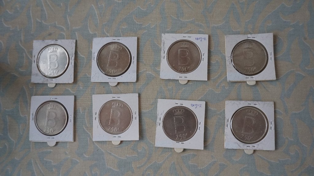 Boudewijn I, 250 Frank Zilver 8 stuks, Postzegels en Munten, Verzenden, Zilver, Losse munt, Zilver
