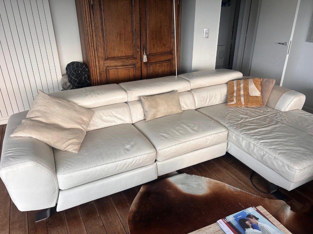 Lederen salon met dubbele relaxfunctie, Ophalen, Gebruikt, Leer, Modern