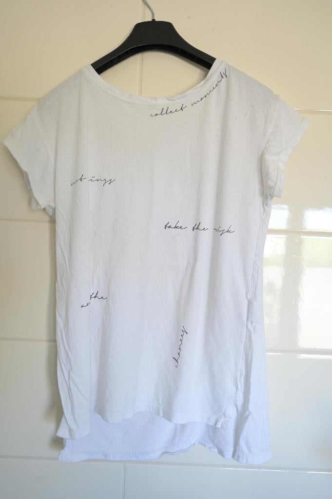 Wit shirt - meisje/vrouw, Wit, Korte mouw, Pull & Bear, Gedragen