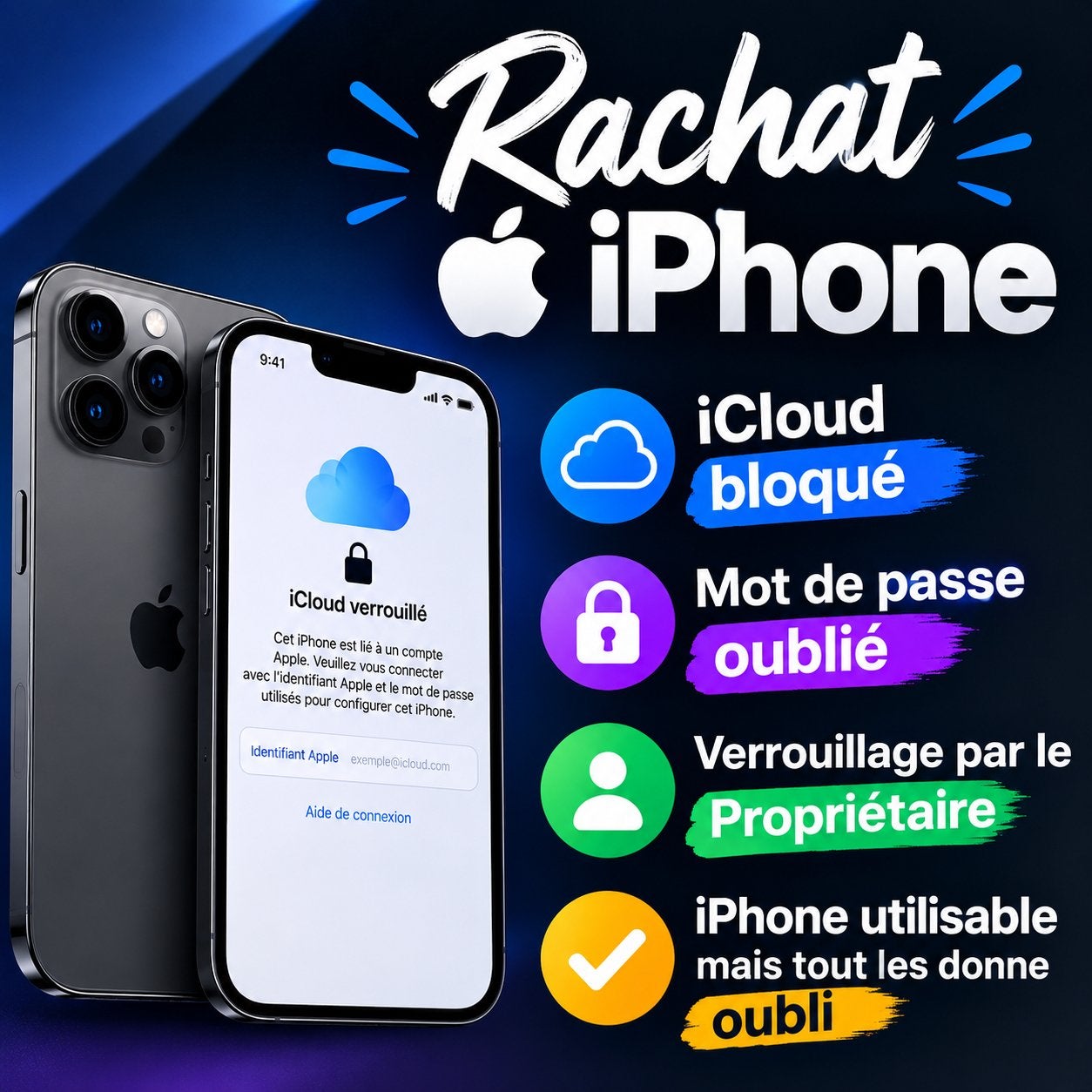 RACHAT D’IPHONE – MÊME BLOQUÉ iCLOUD !, Enlèvement ou Envoi, Comme neuf