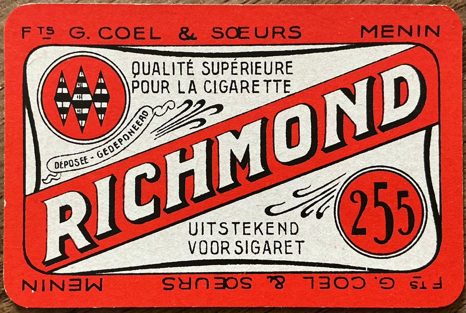 Carte à jouer RICHMOND/G.COEL & SOEURS/MENIN, Enlèvement ou Envoi, Comme neuf, Carte(s) à jouer
