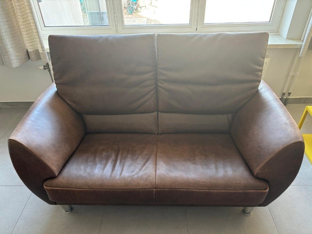 Bruine Vintage zetel, Ophalen, 150 tot 200 cm, Vintage, Tweepersoons