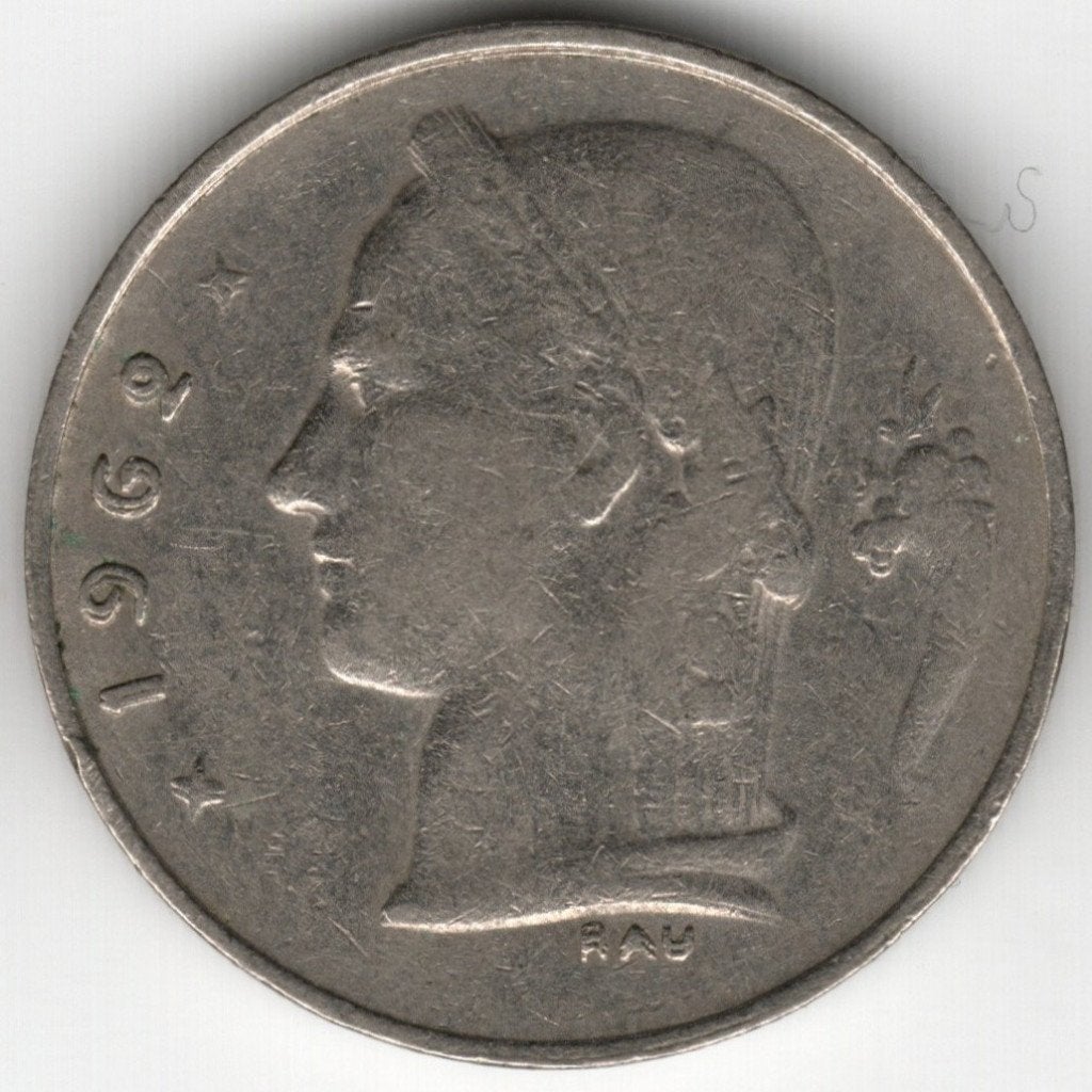 België: 1 Frank 1962 Datum,sterren, graveur dubbel Ref 16746, Postzegels en Munten, Ophalen of Verzenden, Metaal, Losse munt