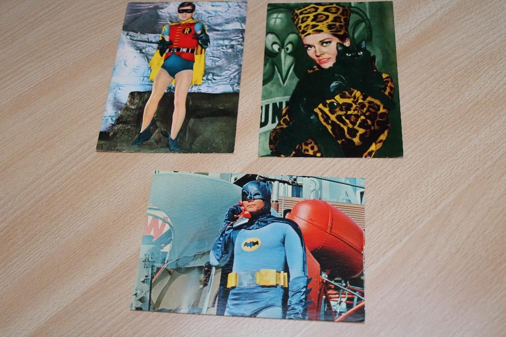 3 cartes postales anciennes de la série Batman (1966-67)., Collections, Enlèvement ou Envoi, 1960 à 1980, Non affranchie, Stars et Célébrités