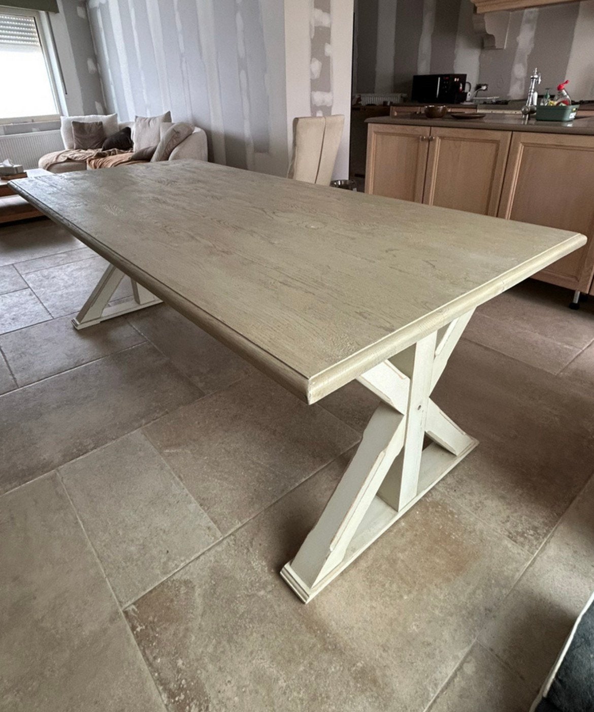Landelijke tafel 210x100, Ophalen, Zo goed als nieuw, Rechthoekig