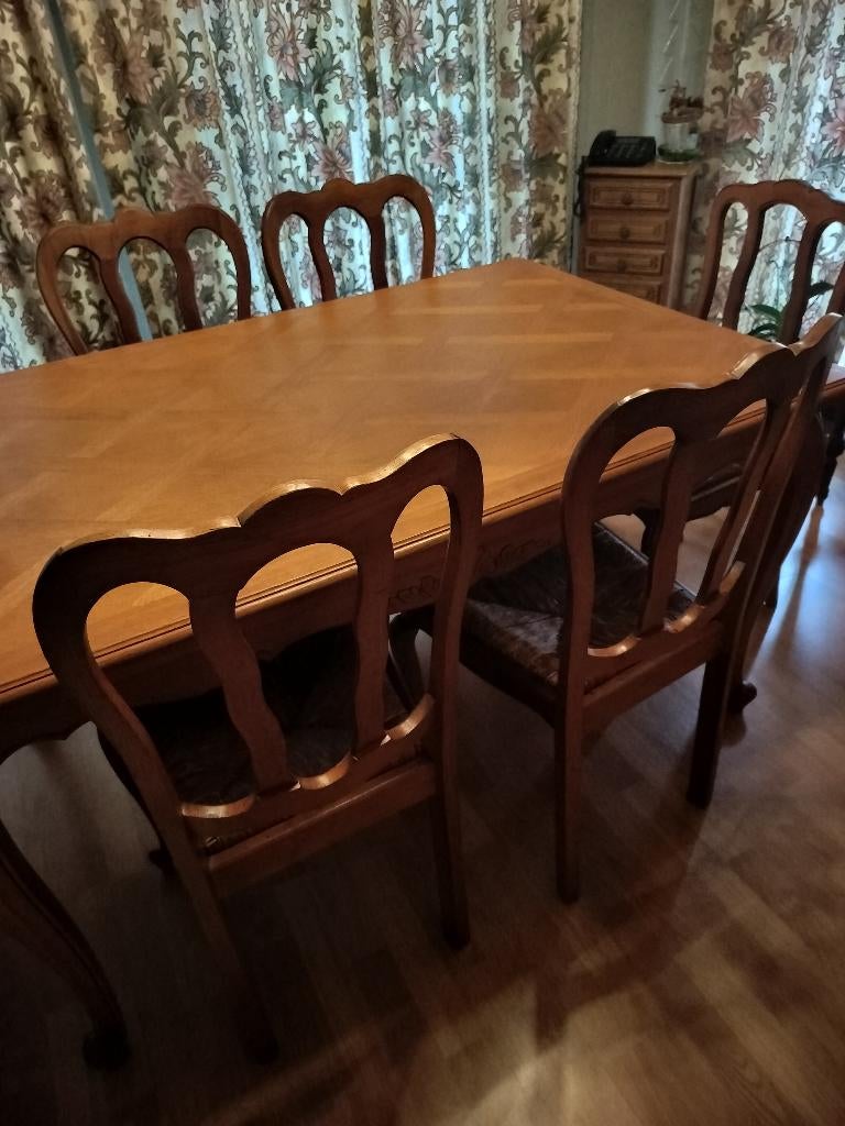Tafel met stoelen, Huis en Inrichting, Tafels | Eettafels, Ophalen, Gebruikt, Eikenhout
