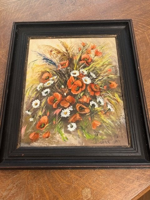 Schilderij Werner Mahieu klassiek bloemen, Antiquités & Art, Art | Peinture | Classique, Enlèvement ou Envoi, Classique, Fleurs