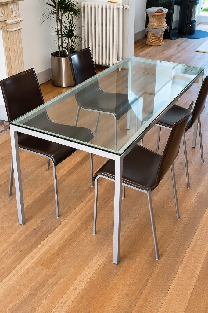 Table salle a manger en verre design – élégante et raffinée, 150 à 200 cm, Cinq personnes ou plus, Verre, Enlèvement