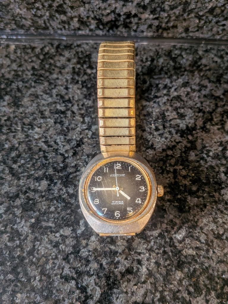 Vintage „" Fantome "” - 17 robijnen, mechanisch schokbestend, Staal, Verguld