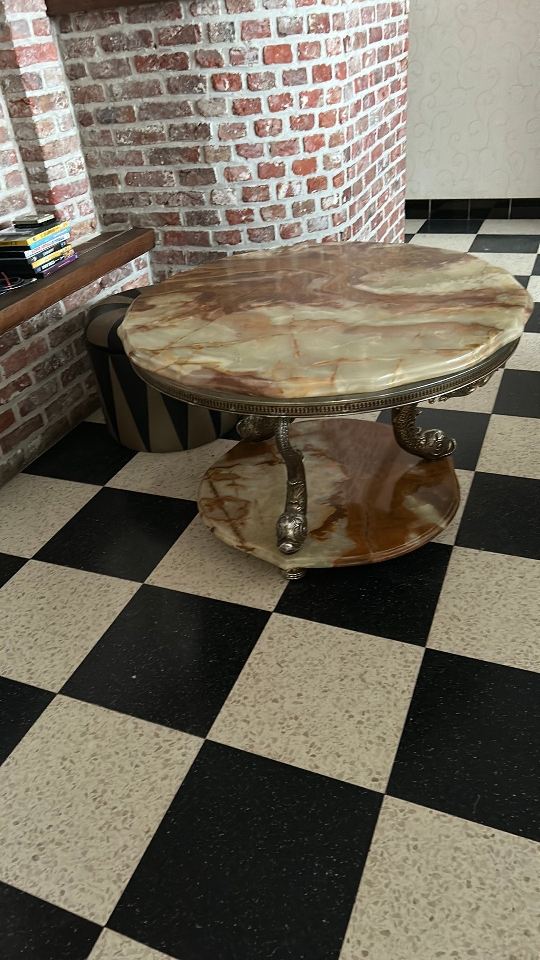 Marmeren salontafel, Ophalen, Gebruikt, Rond, Overige materialen