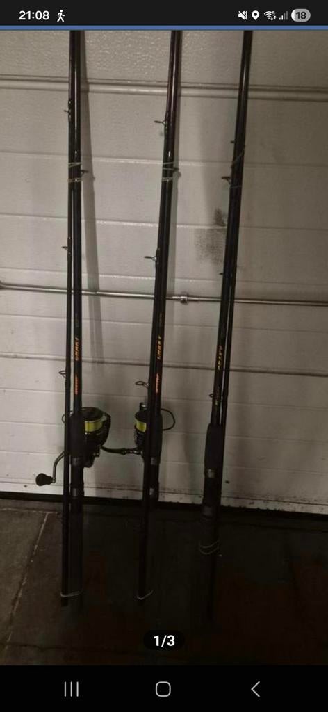 hengels 210 cm 100/300gr 3x met nieuwe molens, Watersport en Boten, Hengelsport | Algemeen, Ophalen