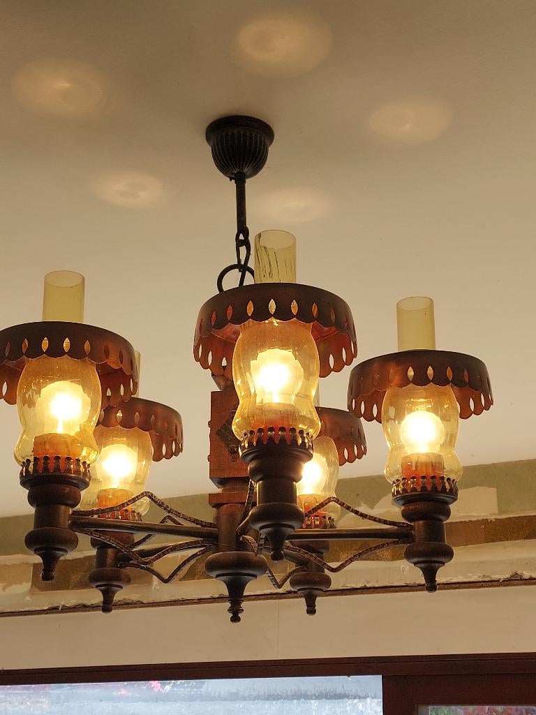 Lustre campagnard, Ophalen, Zo goed als nieuw, Hout, Campagnard