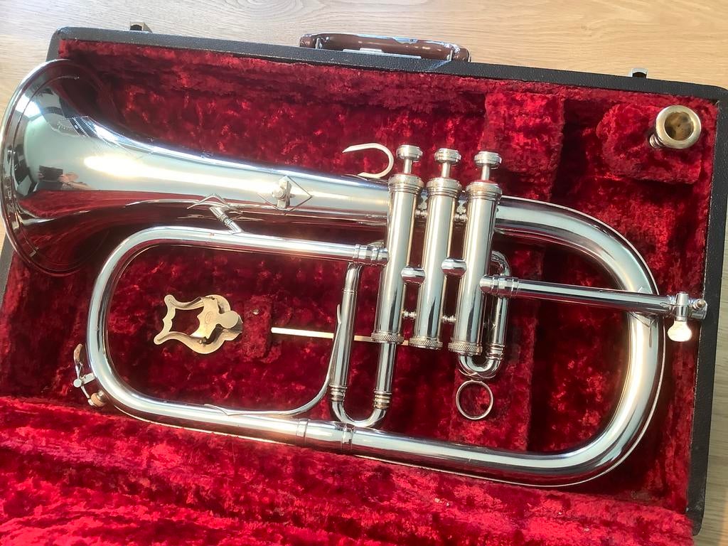 Bugel / flugelhorn The New King te koop, Muziek en Instrumenten, Ophalen of Verzenden, Gebruikt, Met koffer