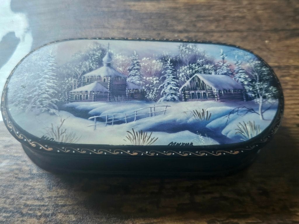 BOÎTE RUSSE ANCIENNE – PAYSAGE HIVERNAL – МИХИНА - COLLECT., Enlèvement ou Envoi