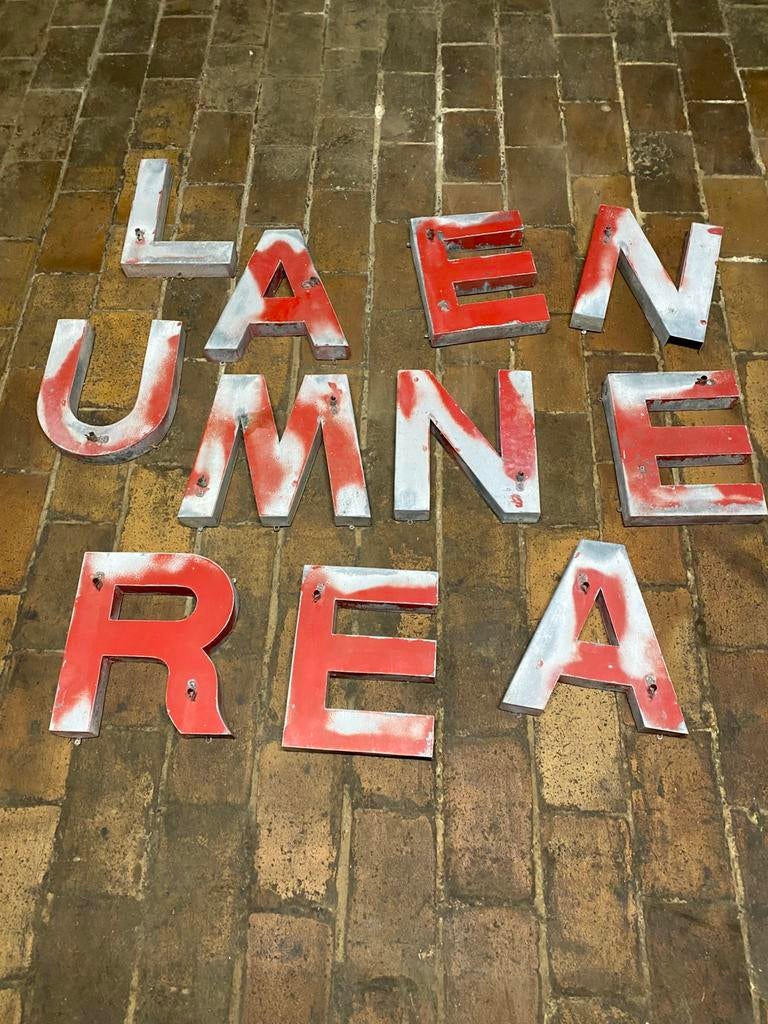 Vintage zink reclame letters lot, Ophalen, Gebruikt