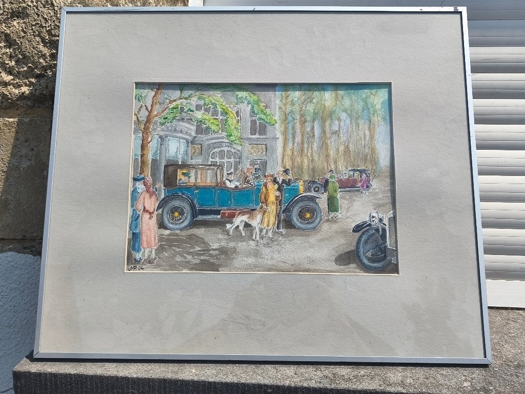 Aquarelle la belle époque monograme jean marie pingot, Enlèvement ou Envoi, Aquarelle